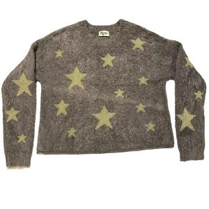Show Me Your Mumu Cropped Varsity Sweater Shine Star Knit. Size small. EUC.